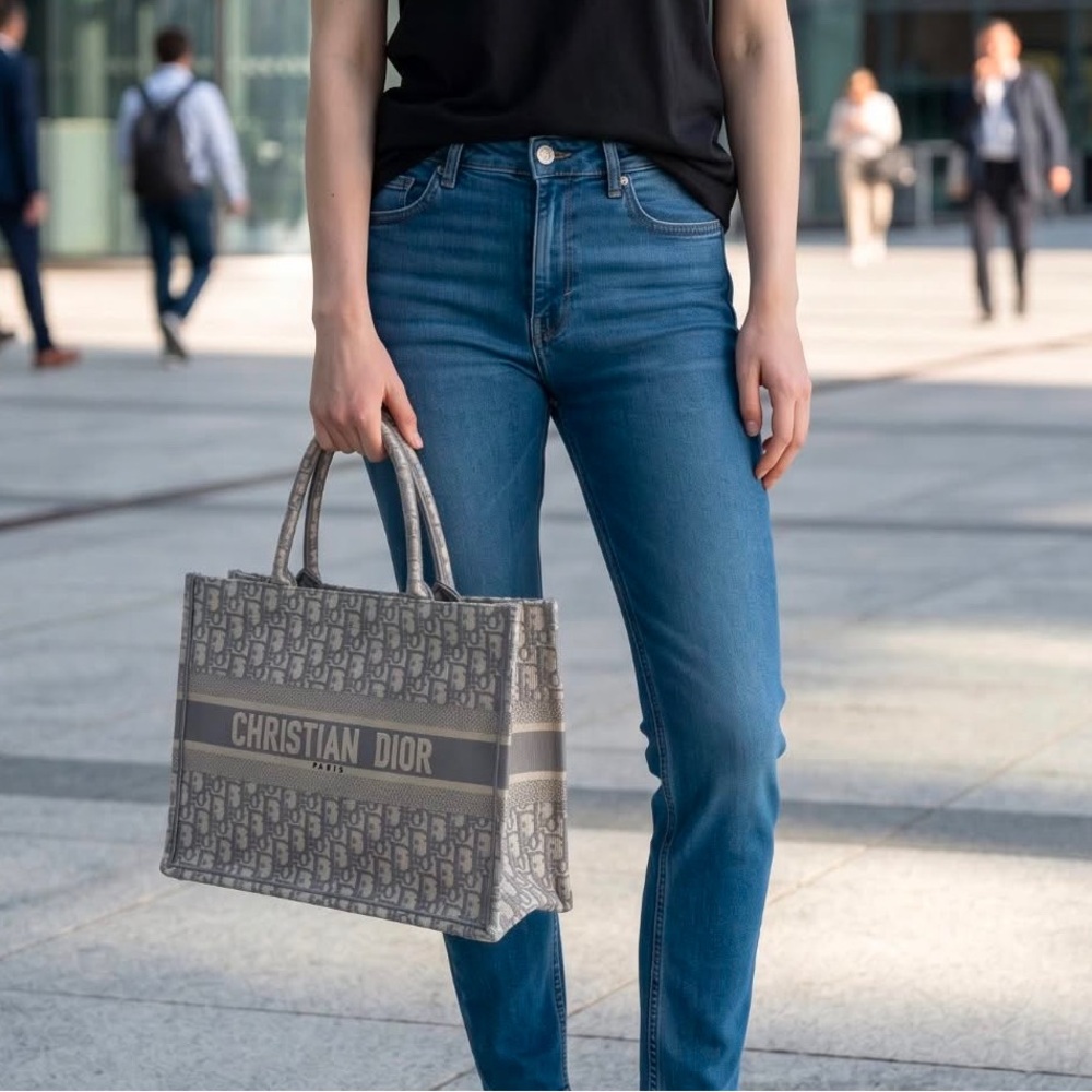 Christian Dior Book Tote Bag in Gray Monogram